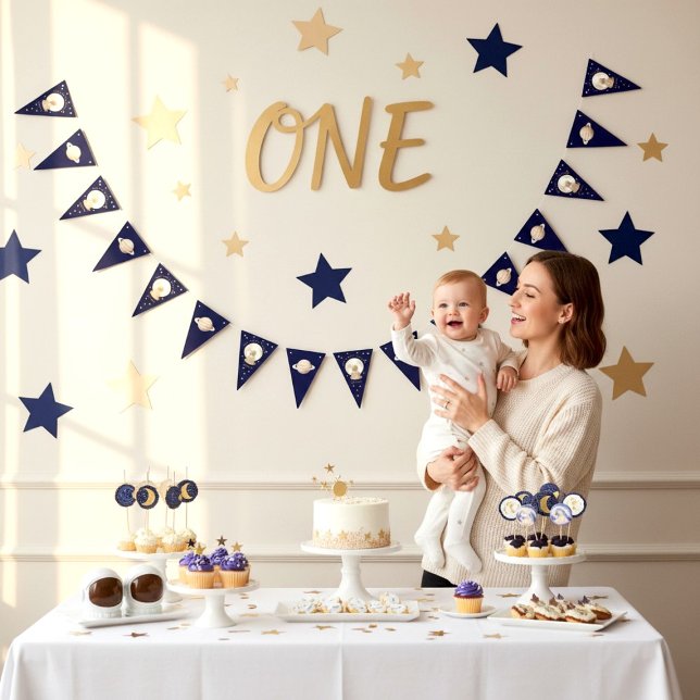 Outer Space Baby Shower Moon Stars Bunting Banner (Von Creator hochgeladen)