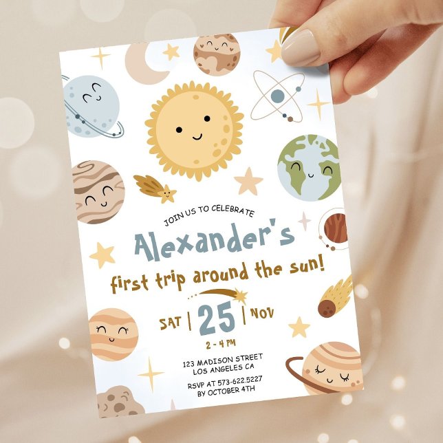 Outer Space Birthday First Trip Around The Sun  Einladung (Von Creator hochgeladen)