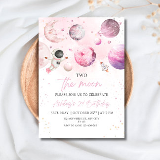 Outer Space Birthday Party Girl Astronaut Birthday Einladung