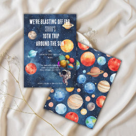 Outer Space Boy 10. Reise um die Sonne Geburtstag  Einladung