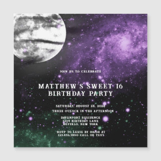 Outer Space Earth Boy Sweet 16 Geburtstagsparty Magneteinladung