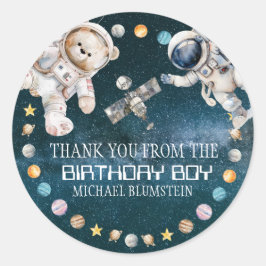 Outer Space Geburtstagsparty Danke Runder Aufkleber