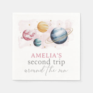 Outer Space Girl Geburtstag Galaxie Sterne Planete Serviette