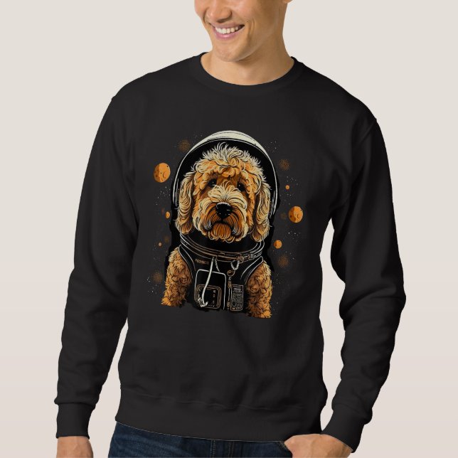 Outer Space Golden Doodle on Galaxy Astronaut Gold Sweatshirt (Vorderseite)