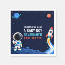 Outer Space Houston Boy Baby Shower Papier