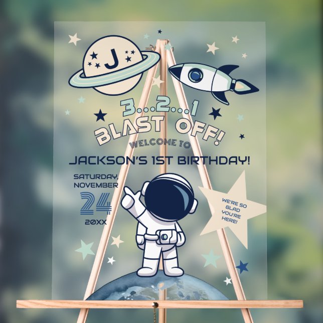 Outer Space Out of this World 1. Geburtstag Willko Acrylschild (Neutral)