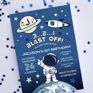 Outer Space Out of this World 1st Birthday Einladung