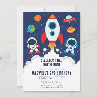 Outer Space Planets Astronaut Boy Birthday Einladung