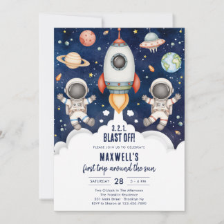 Outer Space Planets Astronaut Boy Birthday Einladung