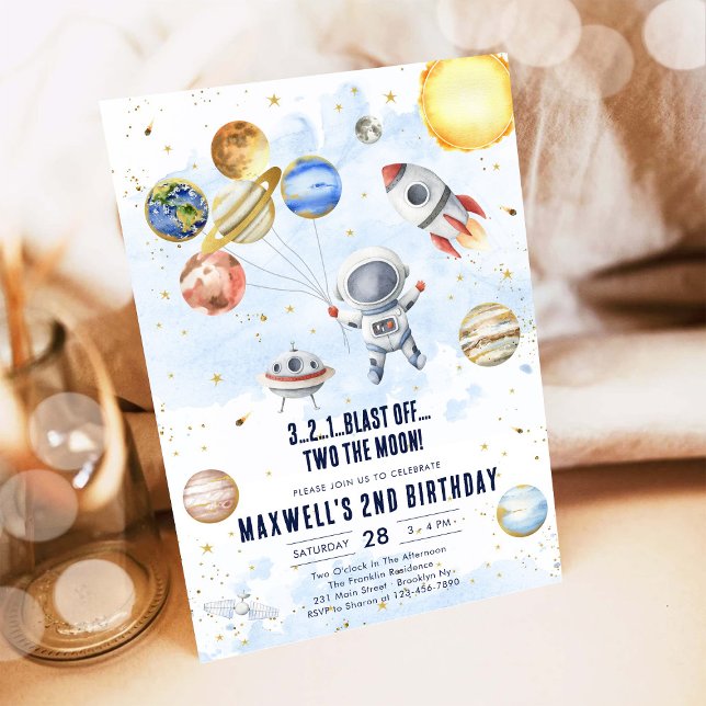 Outer Space Planets Astronaut Boy Birthday Einladung (Von Creator hochgeladen)