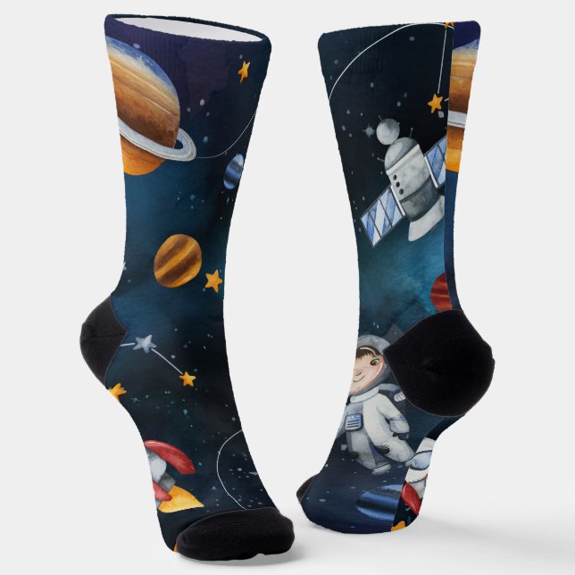 Outer Space Travel Galaxy Stars Moon Socken (Gewinkelt)