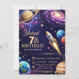 Outerspace 6-11. Geburtstag Einladung