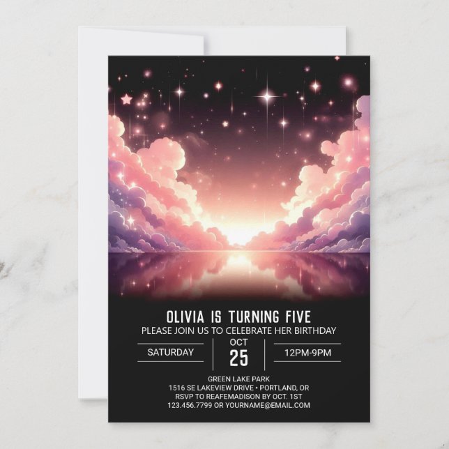 Outerspace Little Celestial Digital Geburtstag Einladung (Vorderseite)