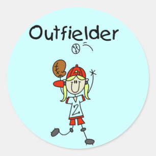 Outfielder-Girl-Baseball-Hemden und Geschenke Runder Aufkleber