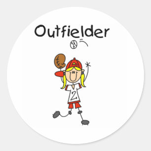 Outfielder-Mädchen Runder Aufkleber