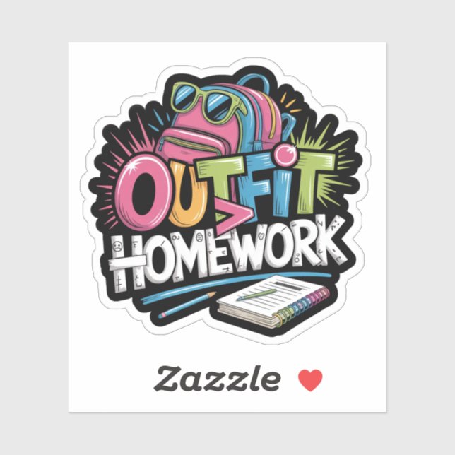 Outfit über Hausaufgaben Funny Graffiti Aufkleber (Blatt)