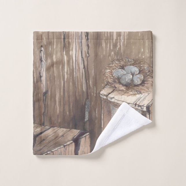 Outhouse Bird Nest w/Eggs Color Designed Washcloth Waschlappen (Waschlappen)