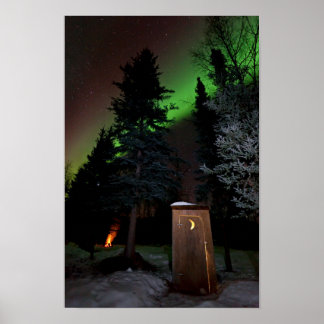 Outhouse unter dem Winter Aurora Poster