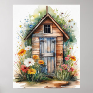 Outhouse Wasserfarbe 4 Poster
