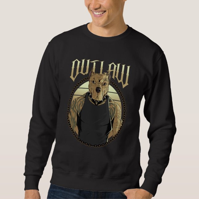 Outlaw American Pit Bull Terrier Tattooed Dog Pitb Sweatshirt (Vorderseite)