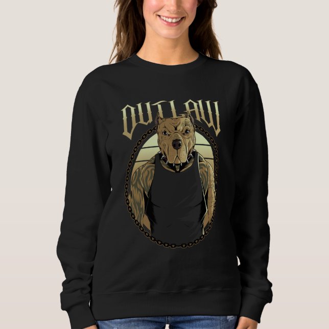 Outlaw American Pit Bull Terrier Tattooed Dog Pitb Sweatshirt (Vorderseite)