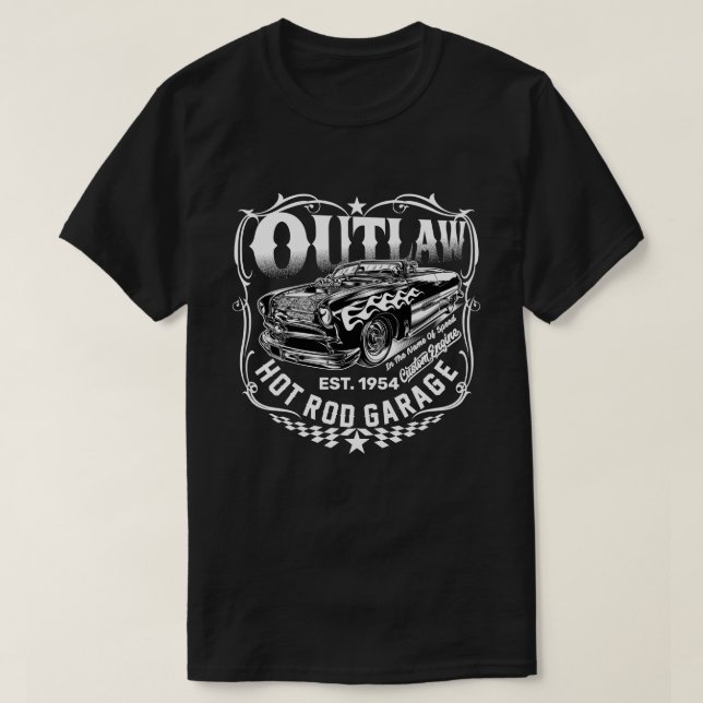 Outlaw Frisierte Auto Garage Classic Car White Gra T-Shirt (Design vorne)