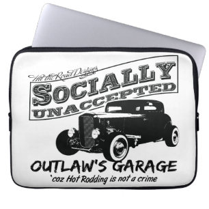 Outlaw-Garage. Sozial unerwünschte Hot Rods Laptopschutzhülle