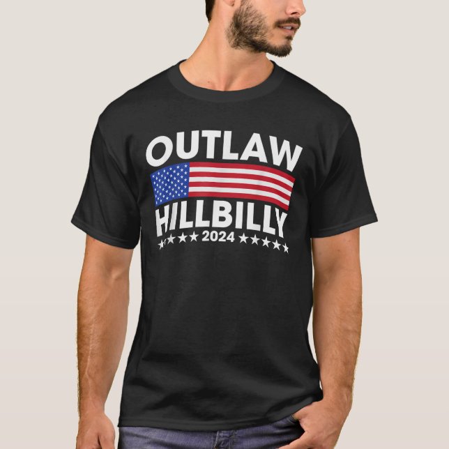 Outlaw Hillbilly 2024 Barbed Wire Western T-Shirt (Vorderseite)