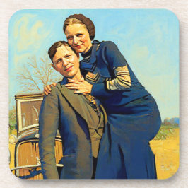 Outlaws Bonnie & Clyde The Barrow Gang Malerei Getränkeuntersetzer