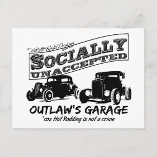Outlaws Garage. Sozial unerwünschte Hot Rods Postkarte