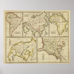 Outline Asia, S America, etc Poster