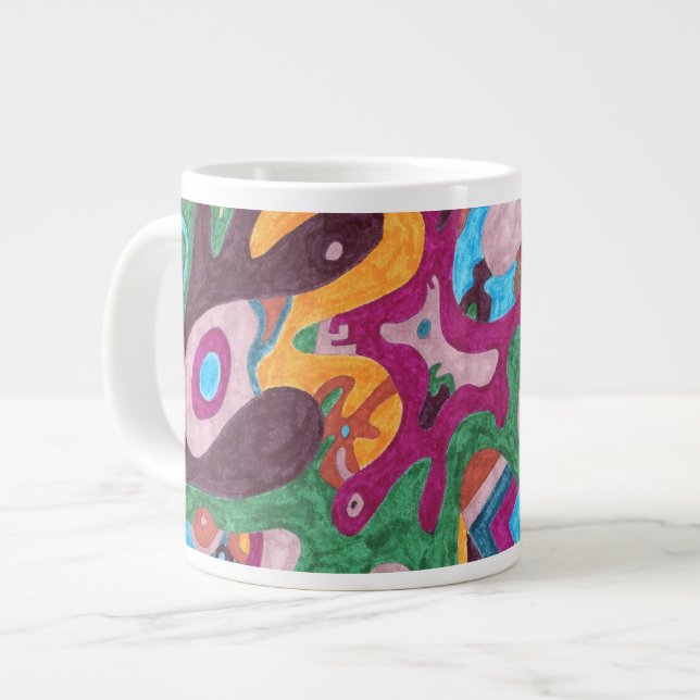 "Outpouring" Abstrakter Kunst Jumbo-Tasse (Vorderseite Links)