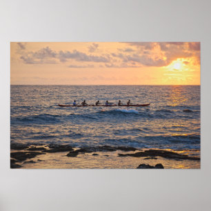 Outrigger Canoe bei Sunset auf der großen Insel Ha Poster