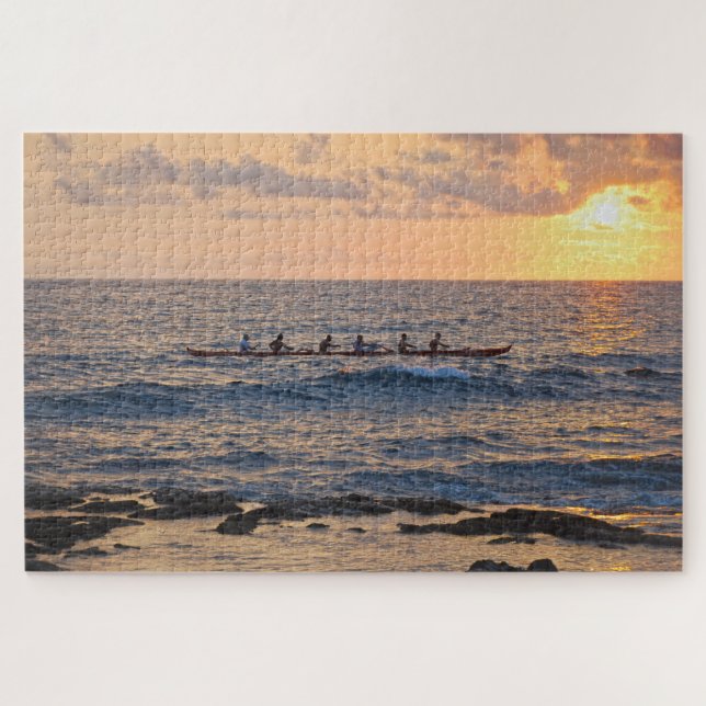 Outrigger Canoe bei Sunset auf der großen Insel Ha Puzzle (Horizontal)
