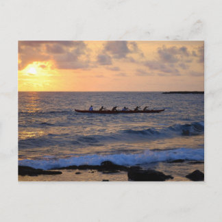 Outrigger Kanu bei Sunset, Hawaii, Postkarte