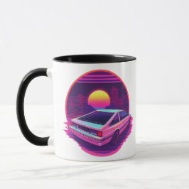 Outrun Synthwave Retro 80er Sportwagen Sonnenunter Tasse