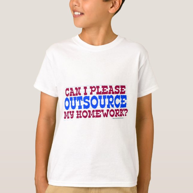 Outsource Hausaufgaben Funny School Slogan T-Shirt (Vorderseite)