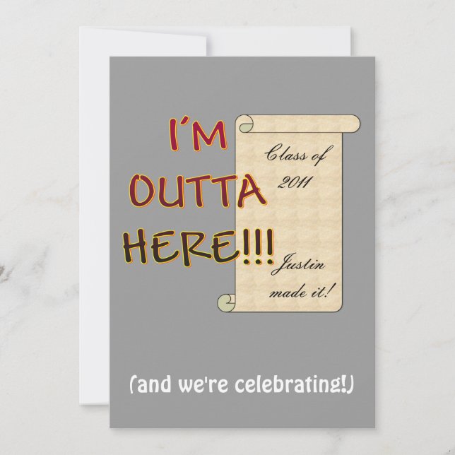 Outta Hier Graduate Einladung (Vorderseite)