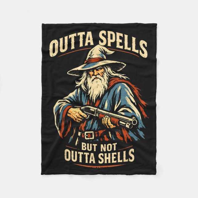 Outta Spells But Not Outta Shells Wizard Fantasy M Fleecedecke (Vorderseite)