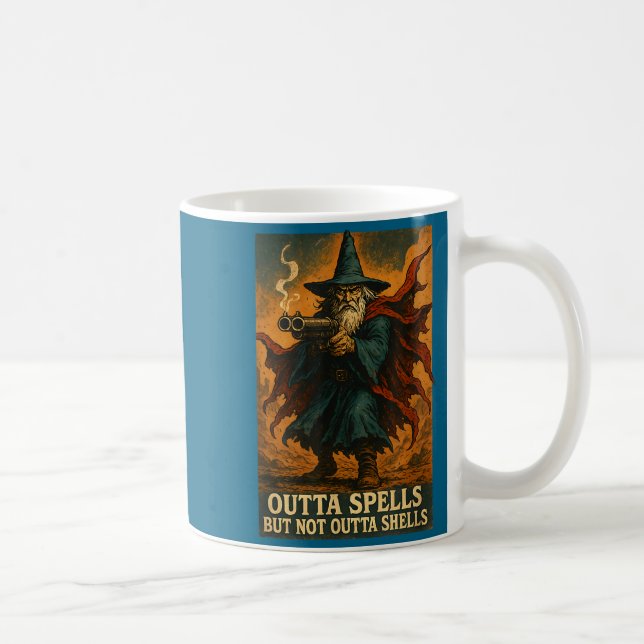 Outta Spells But Not Outta Shells Wizard Fantasy M Kaffeetasse (Rechts)