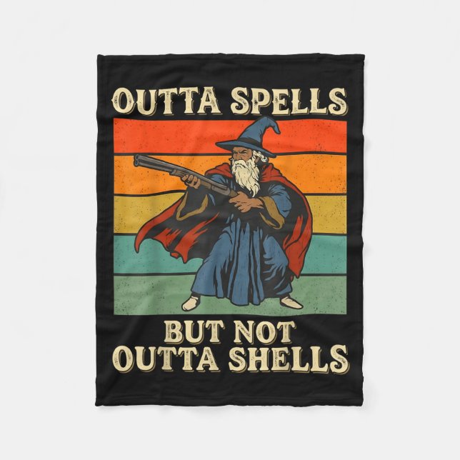 Outta Spells But Not Outta Shells Wizard Retro Fan Fleecedecke (Vorderseite)
