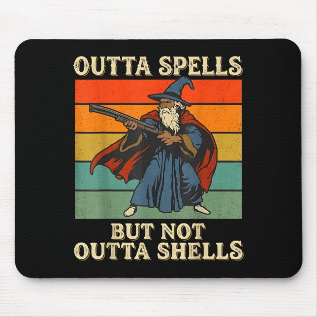 Outta Spells But Not Outta Shells Wizard Retro Fan Mousepad (Vorne)