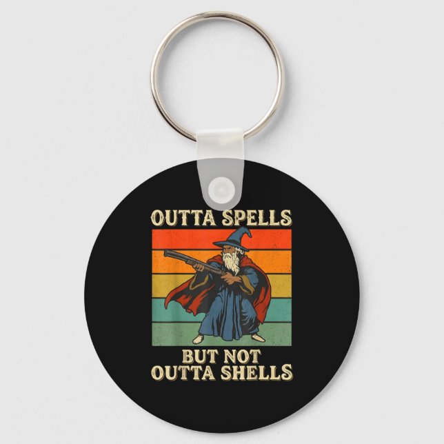 Outta Spells But Not Outta Shells Wizard Retro Fan Schlüsselanhänger (Vorderseite)