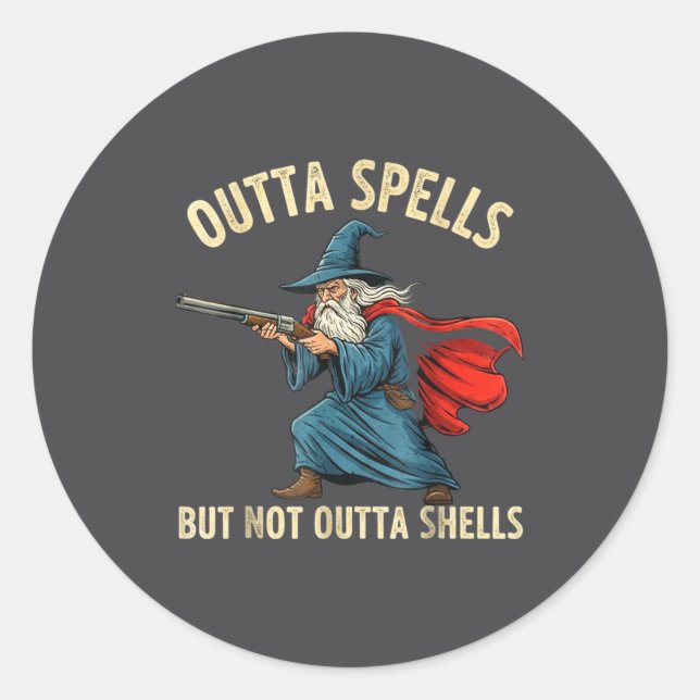 Outta Spells But Not Shells Wizard Meme  Runder Aufkleber (Vorderseite)
