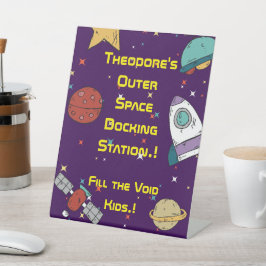 Oututer Space Geburtstagsparty Snacks Sockelschild