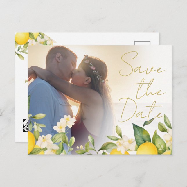 Ouvertüre des Fotos für Hochzeitspuren Save the Da Ankündigungspostkarte (Vorne/Hinten)