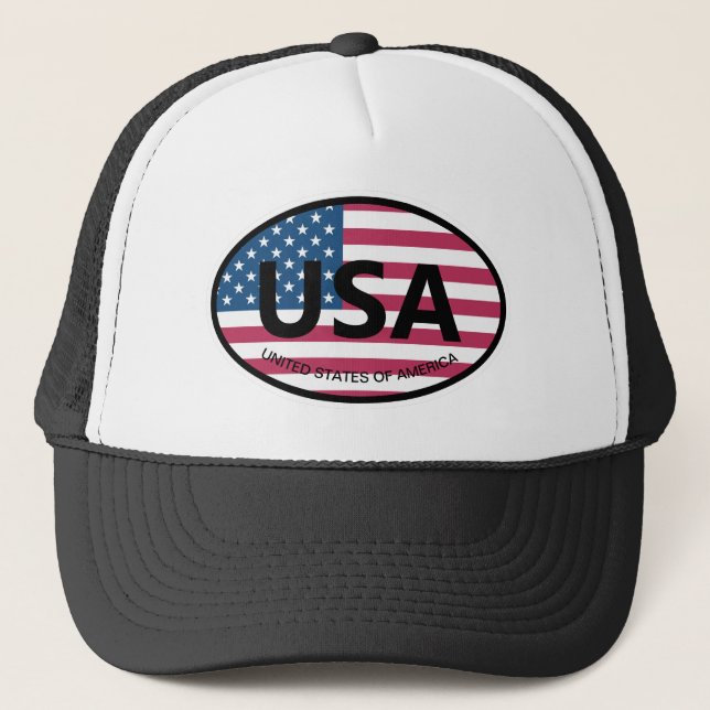 Oval American Flag - USA - Ländercode-Autokennzeic Truckerkappe (Vorderseite)