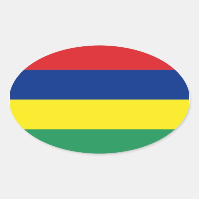 Oval-Aufkleber der Flagge Mauritius Ovaler Aufkleber (Vorderseite)