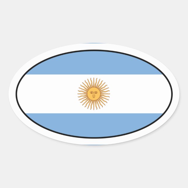 Oval-Aufkleber für die argentinische Flagge Ovaler Aufkleber (Vorderseite)