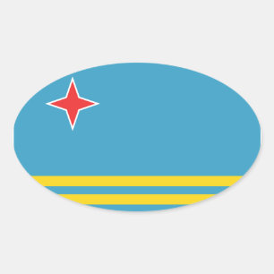 Oval-Aufkleber für die Aruba-Flagge Ovaler Aufkleber